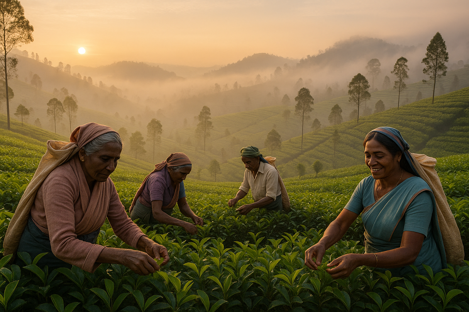 leafy ceylon tea plantation