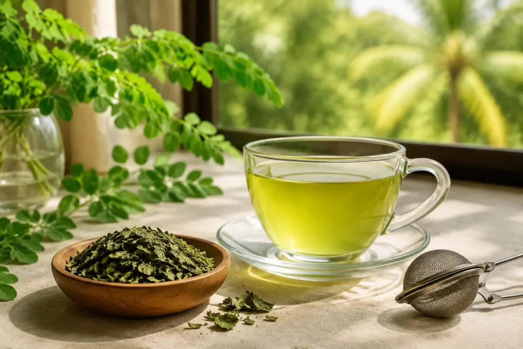 Premium Ceylon Moringa Supplier & Exporter | Leafy Ceylon 6 Loose-leaf Moringa herbal tea prepared from dried leaves